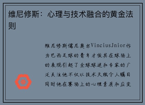 维尼修斯：心理与技术融合的黄金法则